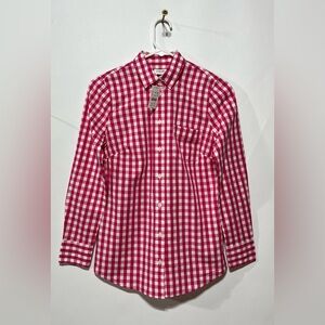 J. Crew Women's Pink and White Checkered Button Down Shirt Womens Size XXS NWT